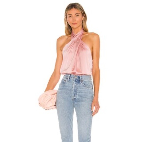 Superdown Amerie Revolve Halter Top Pink Satin Valentines Day Date Night Sexy - Picture 7 of 11